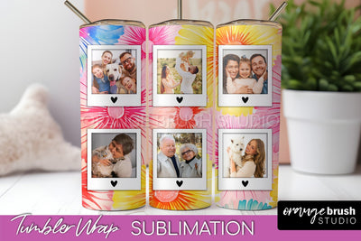 Add Your Photo Frame Tumbler Wrap - Tie Dye Tumbler PNG Sublimation OrangeBrushStudio 