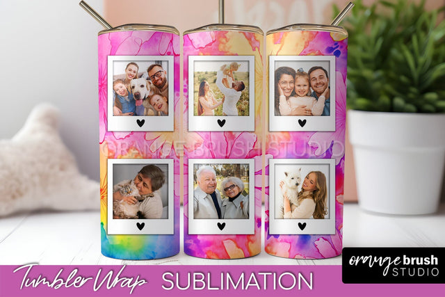 Add Your Photo Frame Tumbler Wrap - Tie Dye Tumbler PNG Sublimation OrangeBrushStudio 