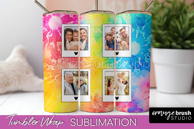 Add Your Photo Frame Tumbler Wrap - Tie Dye Tumbler PNG Sublimation OrangeBrushStudio 
