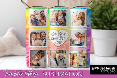 Add Your Photo Frame Tumbler Wrap - Tie Dye Tumbler PNG Sublimation OrangeBrushStudio 