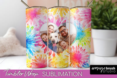 Add Your Photo Frame Tumbler Wrap - Tie Dye Tumbler PNG Sublimation OrangeBrushStudio 