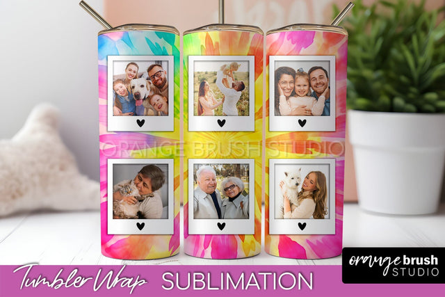Add Your Photo Frame Tumbler Wrap - Tie Dye Tumbler PNG Sublimation OrangeBrushStudio 