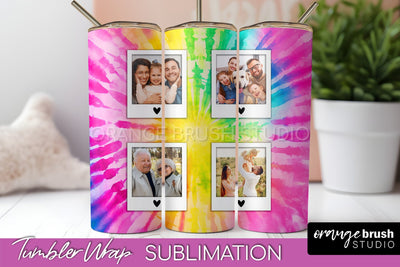 Add Your Photo Frame Tumbler Wrap - Tie Dye Tumbler PNG Sublimation OrangeBrushStudio 