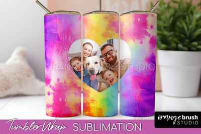 Add Your Photo Frame Tumbler Wrap - Tie Dye Tumbler PNG Sublimation OrangeBrushStudio 