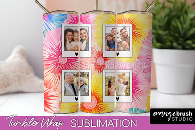 Add Your Photo Frame Tumbler Wrap - Tie Dye Tumbler PNG Sublimation OrangeBrushStudio 