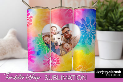 Add Your Photo Frame Tumbler Wrap - Tie Dye Tumbler PNG Sublimation OrangeBrushStudio 