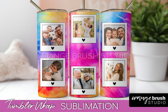 Add Your Photo Frame Tumbler Wrap - Tie Dye Tumbler PNG Sublimation OrangeBrushStudio 