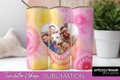Add Your Photo Frame Tumbler Wrap - Tie Dye Tumbler PNG Sublimation OrangeBrushStudio 