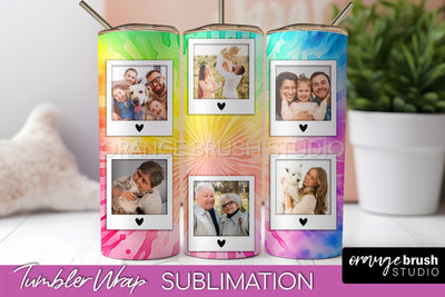 Add Your Photo Frame Tumbler Wrap - Tie Dye Tumbler PNG Sublimation OrangeBrushStudio 