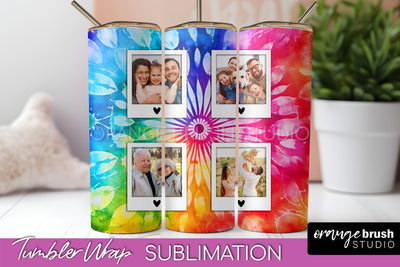 Add Your Photo Frame Tumbler Wrap - Tie Dye Tumbler PNG Sublimation OrangeBrushStudio 