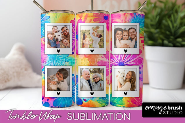 Add Your Photo Frame Tumbler Wrap - Tie Dye Tumbler PNG Sublimation OrangeBrushStudio 