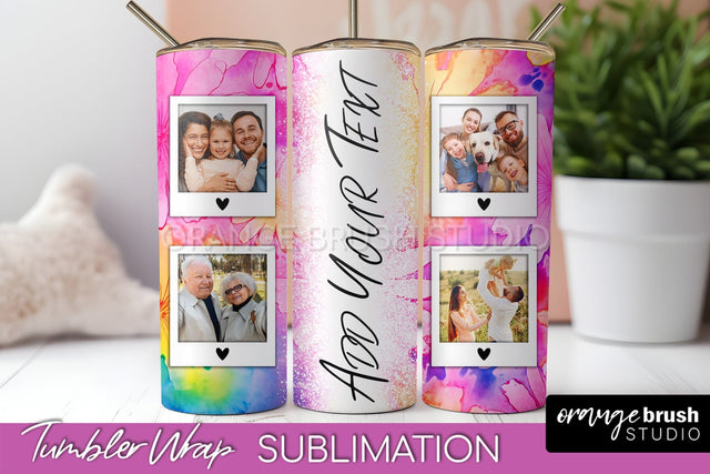 Add Your Photo Frame Tumbler Wrap - Tie Dye Tumbler PNG Sublimation OrangeBrushStudio 