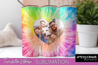 Add Your Photo Frame Tumbler Wrap - Tie Dye Tumbler PNG Sublimation OrangeBrushStudio 
