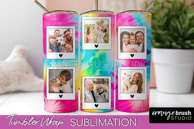 Add Your Photo Frame Tumbler Wrap - Tie Dye Tumbler PNG Sublimation OrangeBrushStudio 