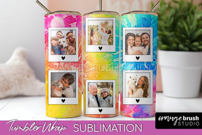 Add Your Photo Frame Tumbler Wrap - Tie Dye Tumbler PNG Sublimation OrangeBrushStudio 