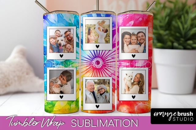 Add Your Photo Frame Tumbler Wrap - Tie Dye Tumbler PNG Sublimation OrangeBrushStudio 