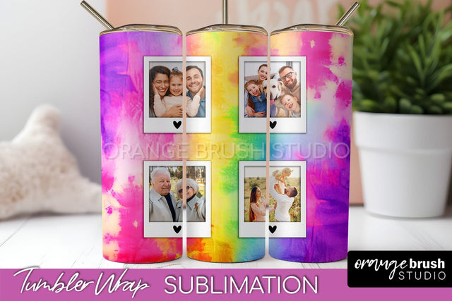 Add Your Photo Frame Tumbler Wrap - Tie Dye Tumbler PNG Sublimation OrangeBrushStudio 