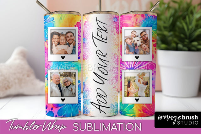 Add Your Photo Frame Tumbler Wrap - Tie Dye Tumbler PNG Sublimation OrangeBrushStudio 
