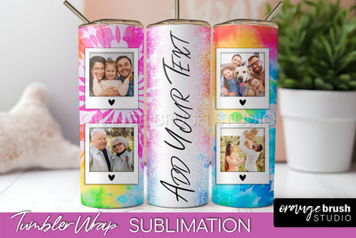 Add Your Photo Frame Tumbler Wrap - Tie Dye Tumbler PNG Sublimation OrangeBrushStudio 