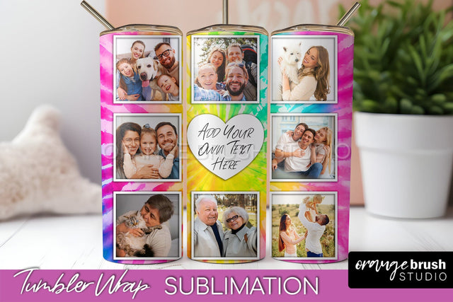Add Your Photo Frame Tumbler Wrap - Tie Dye Tumbler PNG Sublimation OrangeBrushStudio 