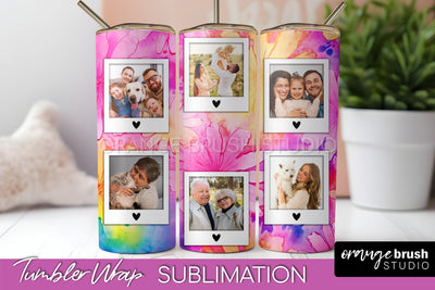 Add Your Photo Frame Tumbler Wrap - Tie Dye Tumbler PNG Sublimation OrangeBrushStudio 