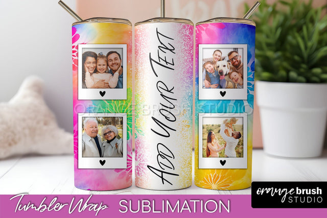 Add Your Photo Frame Tumbler Wrap - Tie Dye Tumbler PNG Sublimation OrangeBrushStudio 
