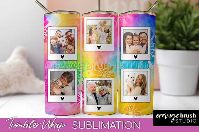 Add Your Photo Frame Tumbler Wrap - Tie Dye Tumbler PNG Sublimation OrangeBrushStudio 