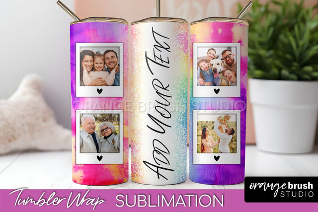 Add Your Photo Frame Tumbler Wrap - Tie Dye Tumbler PNG Sublimation OrangeBrushStudio 