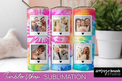 Add Your Photo Frame Tumbler Wrap - Tie Dye Tumbler PNG Sublimation OrangeBrushStudio 