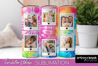 Add Your Photo Frame Tumbler Wrap - Tie Dye Tumbler PNG Sublimation OrangeBrushStudio 