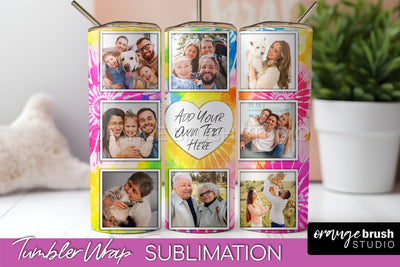 Add Your Photo Frame Tumbler Wrap - Tie Dye Tumbler PNG Sublimation OrangeBrushStudio 