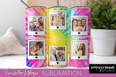 Add Your Photo Frame Tumbler Wrap - Tie Dye Tumbler PNG Sublimation OrangeBrushStudio 