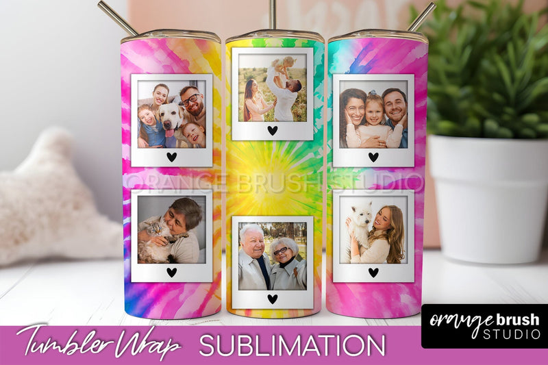 Add Your Photo Frame Tumbler Wrap - Tie Dye Tumbler PNG Sublimation OrangeBrushStudio 