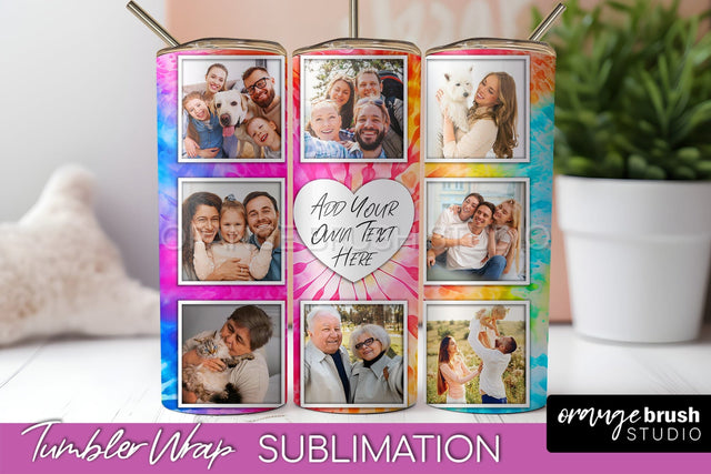 Add Your Photo Frame Tumbler Wrap - Tie Dye Tumbler PNG Sublimation OrangeBrushStudio 