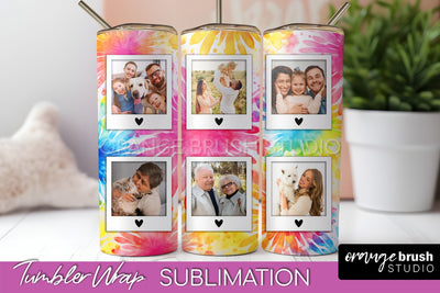 Add Your Photo Frame Tumbler Wrap - Tie Dye Tumbler PNG Sublimation OrangeBrushStudio 