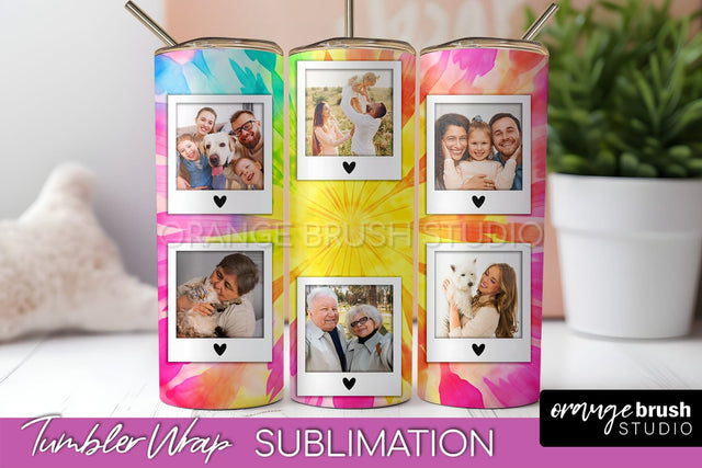 Add Your Photo Frame Tumbler Wrap - Tie Dye Tumbler PNG Sublimation OrangeBrushStudio 
