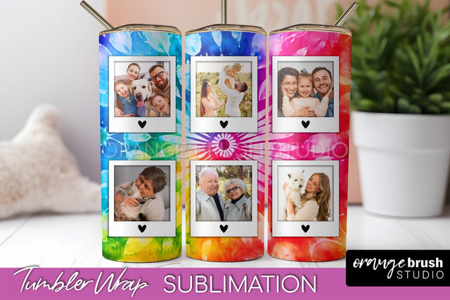 Add Your Photo Frame Tumbler Wrap - Tie Dye Tumbler PNG Sublimation OrangeBrushStudio 