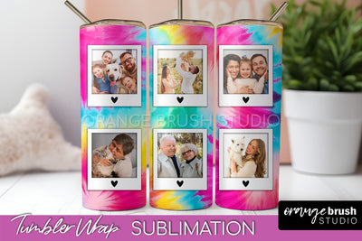 Add Your Photo Frame Tumbler Wrap - Tie Dye Tumbler PNG Sublimation OrangeBrushStudio 
