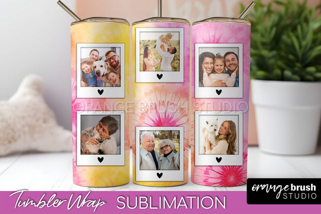 Add Your Photo Frame Tumbler Wrap - Tie Dye Tumbler PNG Sublimation OrangeBrushStudio 