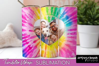 Add Your Photo Frame Tumbler Wrap - Tie Dye Tumbler PNG Sublimation OrangeBrushStudio 