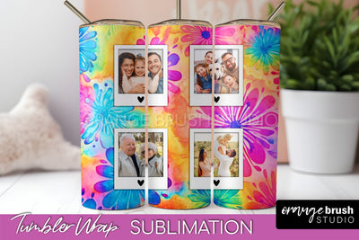 Add Your Photo Frame Tumbler Wrap - Tie Dye Tumbler PNG Sublimation OrangeBrushStudio 
