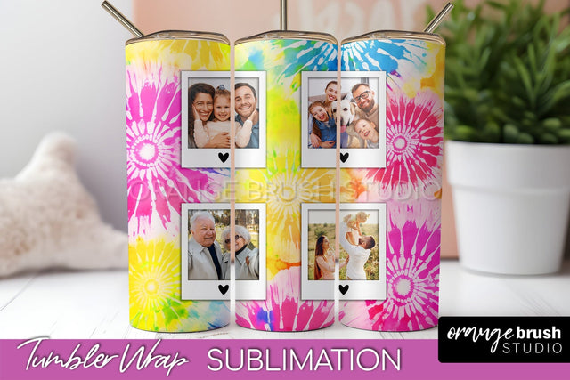 Add Your Photo Frame Tumbler Wrap - Tie Dye Tumbler PNG Sublimation OrangeBrushStudio 