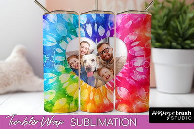 Add Your Photo Frame Tumbler Wrap - Tie Dye Tumbler PNG Sublimation OrangeBrushStudio 
