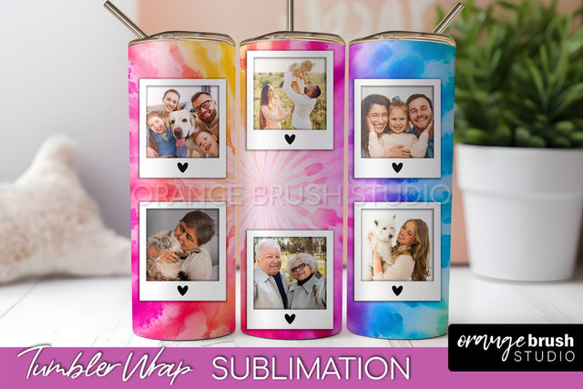 Add Your Photo Frame Tumbler Wrap - Tie Dye Tumbler PNG Sublimation OrangeBrushStudio 