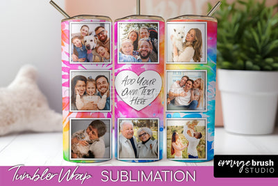 Add Your Photo Frame Tumbler Wrap - Tie Dye Tumbler PNG Sublimation OrangeBrushStudio 