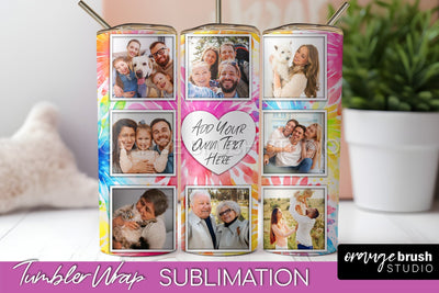Add Your Photo Frame Tumbler Wrap - Tie Dye Tumbler PNG Sublimation OrangeBrushStudio 