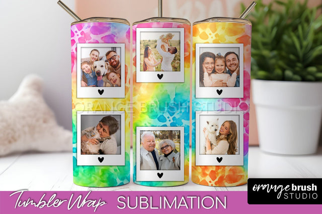 Add Your Photo Frame Tumbler Wrap - Tie Dye Tumbler PNG Sublimation OrangeBrushStudio 