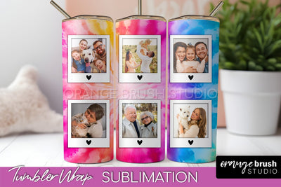 Add Your Photo Frame Tumbler Wrap - Tie Dye Tumbler PNG Sublimation OrangeBrushStudio 