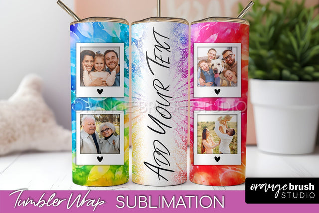 Add Your Photo Frame Tumbler Wrap - Tie Dye Tumbler PNG Sublimation OrangeBrushStudio 