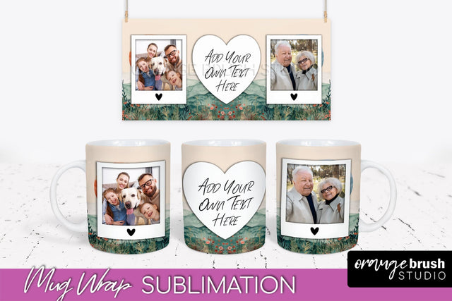 Add Your Photo Mug Wrap - Boho Mug Sublimation Design Sublimation OrangeBrushStudio 